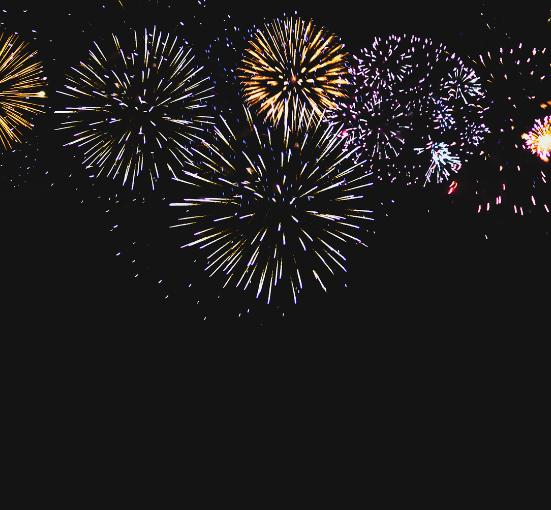 Fireworks small in sky