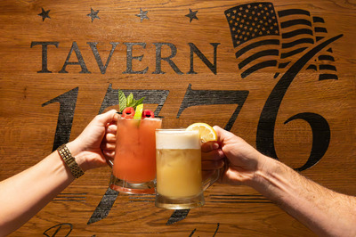 Toast in front of Tavern 1776 Sign