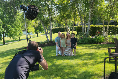 Family getting a professional photo taken