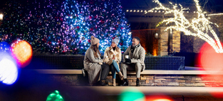A group enjoying the holiday ambiance