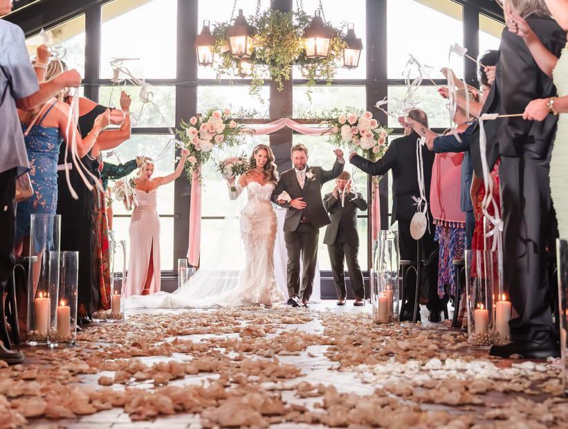 Wedding ceremony indoors at the chalet