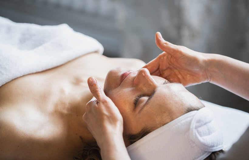Woman enjoying a facial